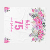 Couverture Polaire 75e anniversaire blanc fleuri rose (Devant (Horizontal))