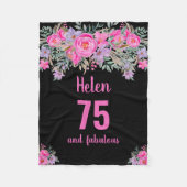 Couverture Polaire 75e anniversaire noir rose floral blanc (Devant)