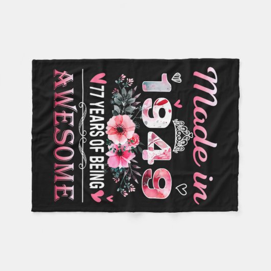 Couverture Polaire 77th Birthday Made In 1949 77 Years Of Being Aweso (Devant (Horizontal))