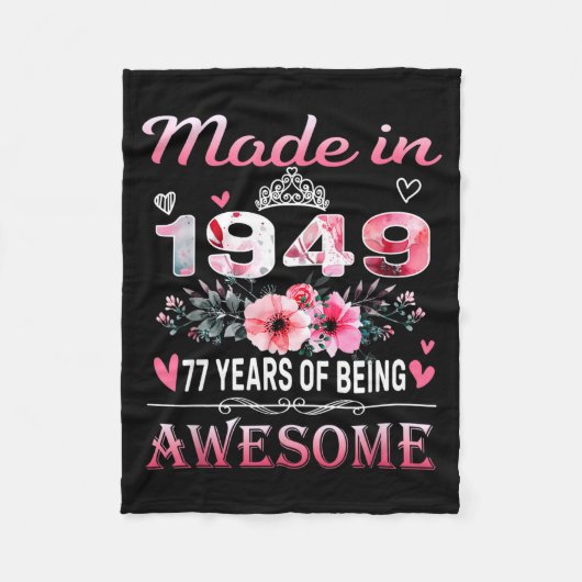 Couverture Polaire 77th Birthday Made In 1949 77 Years Of Being Aweso (Devant)
