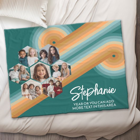 Couverture Polaire 7 Photo Collage funky hexagone couleur coucher de 