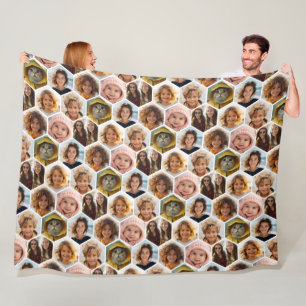 Couverture Polaire 7 Photo Collage - Hexagon motif funky blanc