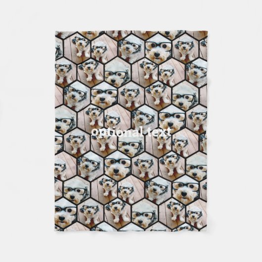 Couverture Polaire 7 Photo Collage - motif hexagone funky noir (Devant)