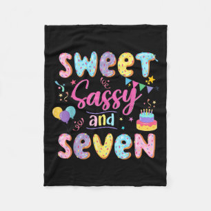 Couverture Polaire 7e anniversaire fille douce Sassy et sept Donut 7