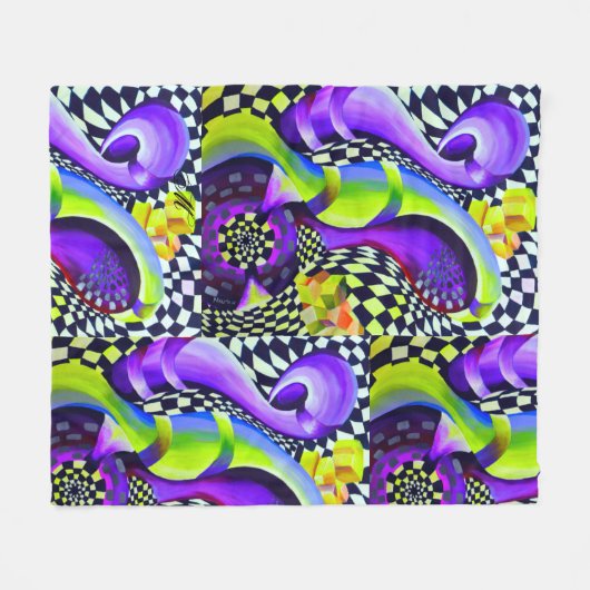 Couverture Polaire 80 s Art Deco Geometric Pattern (Devant (Horizontal))