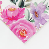 Couverture Polaire 80e anniversaire blanc fleuri rose (Coin)