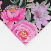 Couverture Polaire 80e anniversaire noir rose floral blanc (Coin)