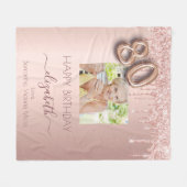 Couverture Polaire 80e anniversaire photo rose or rose amis (Devant (Horizontal))