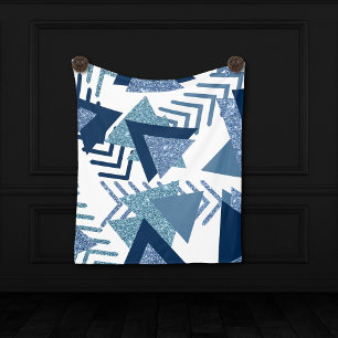 Couverture Polaire 80s Luxe Abstrait Turquoise et bleu marine