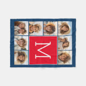 Couverture Polaire 8 Photo Collage Monogramme - Bleu et Rouge (Devant (Horizontal))