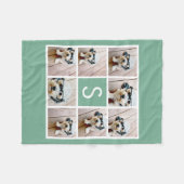 Couverture Polaire 8 Photo Collage monogramme - Vert menthe (Devant (Horizontal))