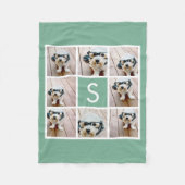 Couverture Polaire 8 Photo Collage monogramme - Vert menthe (Devant)