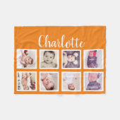 Couverture Polaire 8 Photo personnalisée (orange) (Devant (Horizontal))