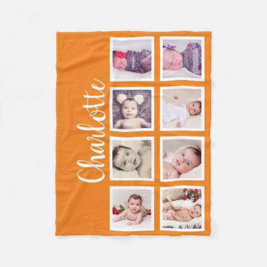 Couverture Polaire 8 Photo personnalisée (orange) (Devant)