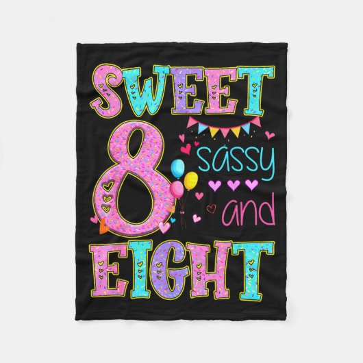 Couverture Polaire 8 Years Old Sweet Sy And Eight Birthday Girl Donut (Devant)