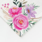 Couverture Polaire 90e anniversaire blanc fleuri rose (Coin)