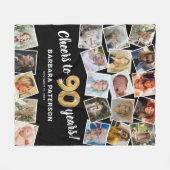 Couverture Polaire 90e anniversaire Cadeau Multi Photo (Devant (Horizontal))