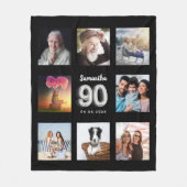 Couverture Polaire 90e anniversaire noir argent photo nom collage (Devant)