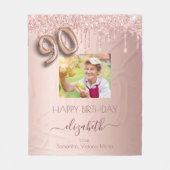 Couverture Polaire 90e anniversaire photo rose or parties scintillant (Devant)