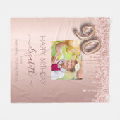 Couverture Polaire 90e anniversaire photo rose or parties scintillant (Devant (Horizontal))