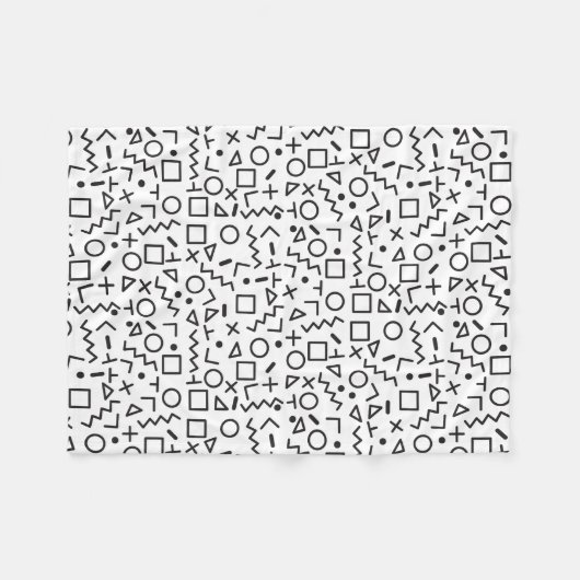 Couverture Polaire 90's Noir & Blanc Retro Shapes Motif (Devant (Horizontal))