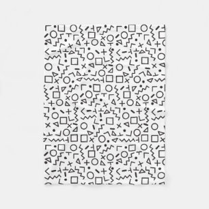 Couverture Polaire 90's Noir & Blanc Retro Shapes Motif