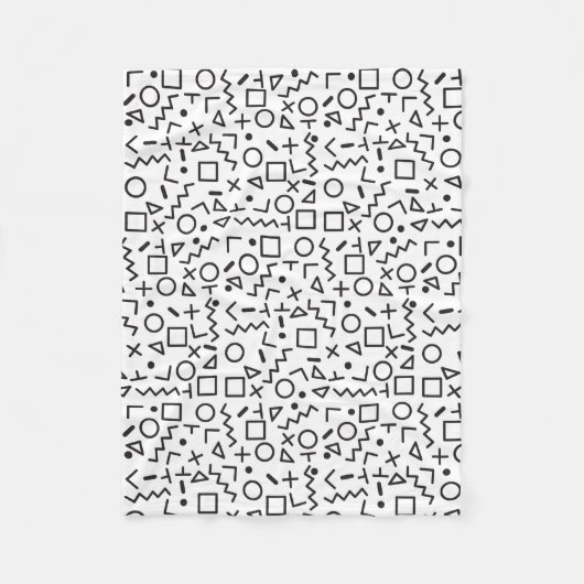Couverture Polaire 90's Noir & Blanc Retro Shapes Motif (Devant)