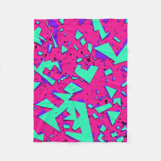 Couverture Polaire 90s Teal et motif géométrique abstrait de rose (Devant)