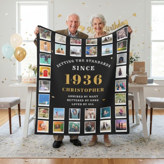 Couverture Polaire 90th Birthday Family Memories Photo Collage