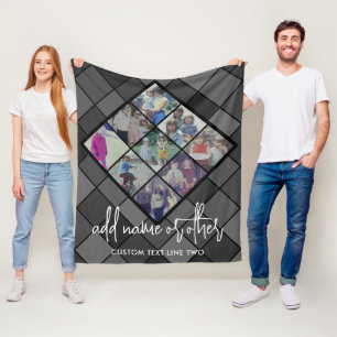 Couverture Polaire 9 Photo Motif diamant - noir et gris