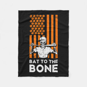 Couverture Polaire À Bone Halloween Baseball Skeleton Baseball B