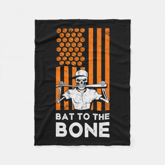 Couverture Polaire À Bone Halloween Baseball Skeleton Baseball B (Devant)