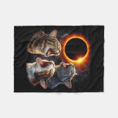 Couverture Polaire À chats hurlant éclipse solaire totale (Devant (Horizontal))