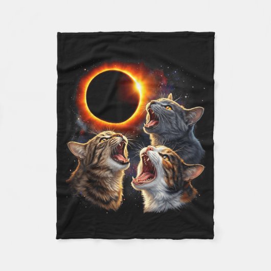 Couverture Polaire À chats hurlant éclipse solaire totale (Devant)