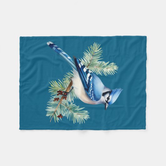 Couverture Polaire A Cute Blue Jay  (Devant (Horizontal))