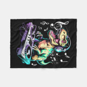 Couverture Polaire A Cute T-rex Playing Electronic Music Funny Dj Din (Devant (Horizontal))