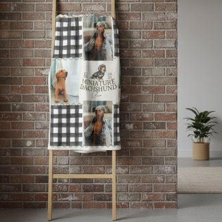 Couverture Polaire à damiers En vichy Dachshund Animal de compagnie F