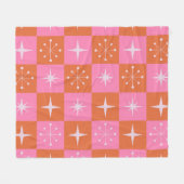 Couverture Polaire à damiers étoiles rétro motif rose orange (Devant (Horizontal))