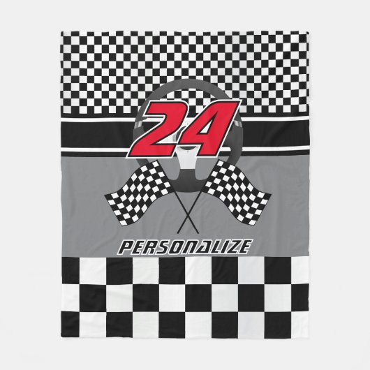 Couverture Polaire À damiers noir et blanc 🏎 conception de course (Devant)