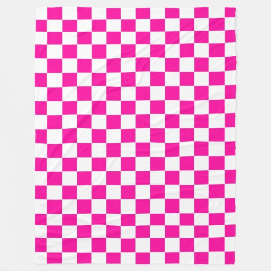 Couverture Polaire à damiers rose et blanc (Devant)
