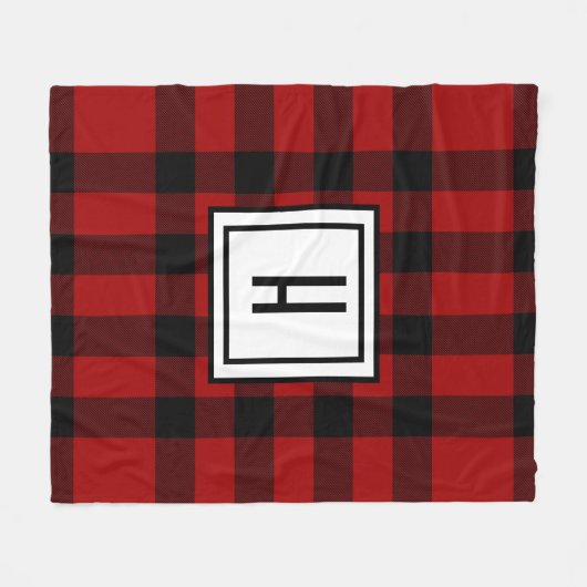 Couverture Polaire À damiers rouge et noir personnalisé (Devant (Horizontal))
