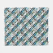 Couverture Polaire à damiers, tartan, plaid, classique, bleu, blanc (Devant (Horizontal))