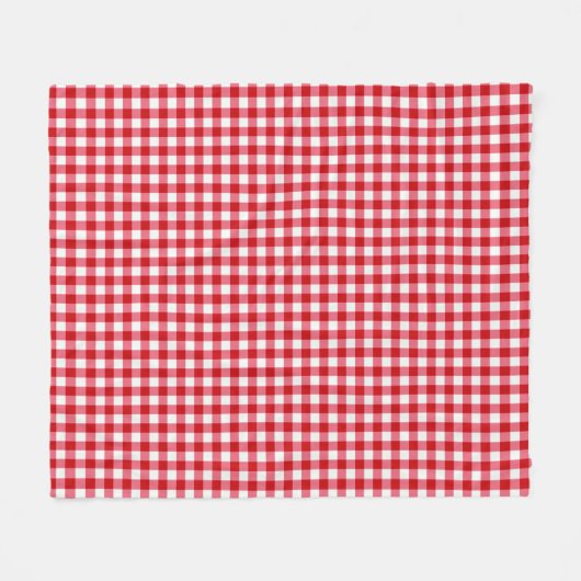 Couverture Polaire à damiers tartan plaid classique rouge blanc textu (Devant (Horizontal))
