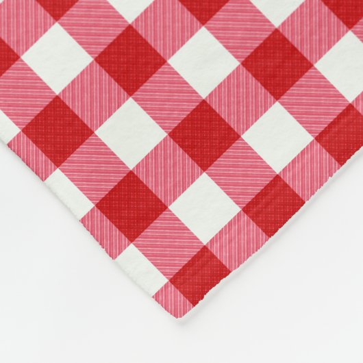 Couverture Polaire à damiers tartan plaid classique rouge blanc textu (Coin)