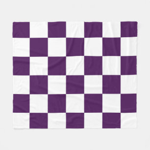 Couverture Polaire à damiers violet et blanc