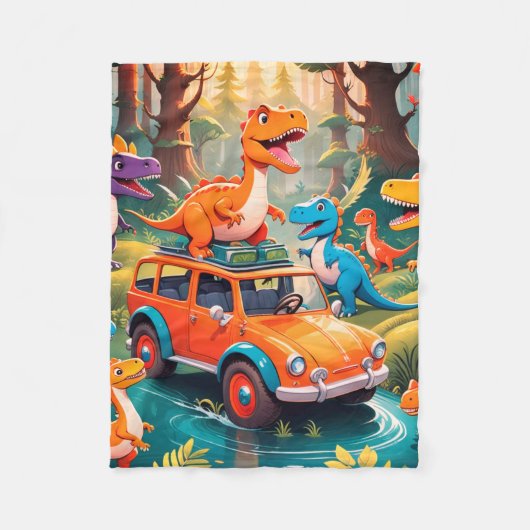Couverture Polaire A Dinosaur Family Takes a Vacation Fleece Blanket (Devant)
