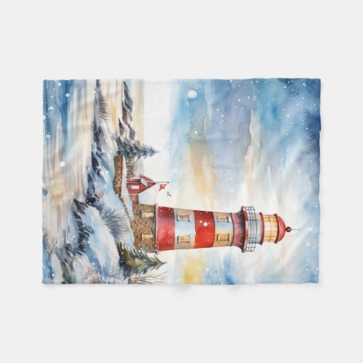 Couverture Polaire A Lighthouse in Winter (Devant (Horizontal))