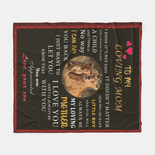 Couverture Polaire À ma mère aimée du fils (Devant (Horizontal))