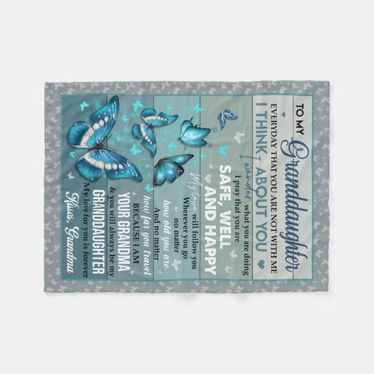 Couverture Polaire À ma petite-fille - Baisers, grand-mère (Devant (Horizontal))