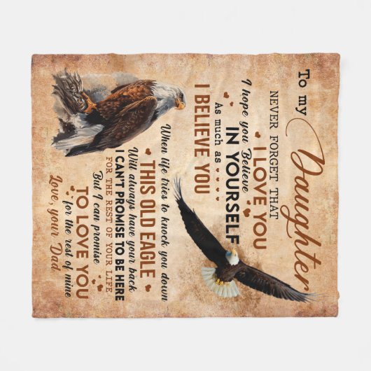 Couverture Polaire À Mon Don De Fille, Papa Et Fille, Aigle Aigle (Devant (Horizontal))